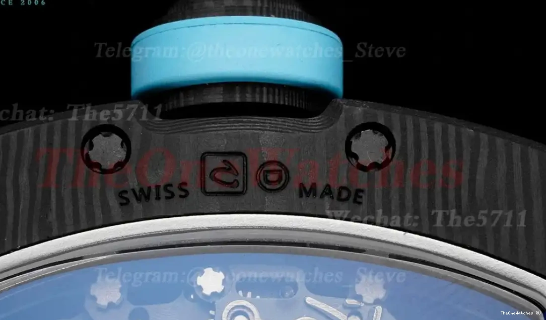 Strap White On Skeleton NTPT Dial Blue BBRF Rubber RM055 Real RMUL2 0417